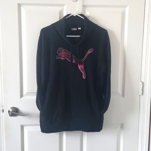 PUMA Mock Neck Hoodie with Large Front Pocket in Black sz XL